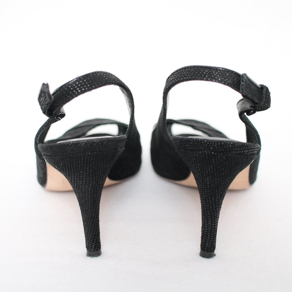 Stuart Weitzman Black Sparkly Open Toe Slingback … - image 5